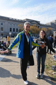 Brian post race. No idea why is standing on one leg!